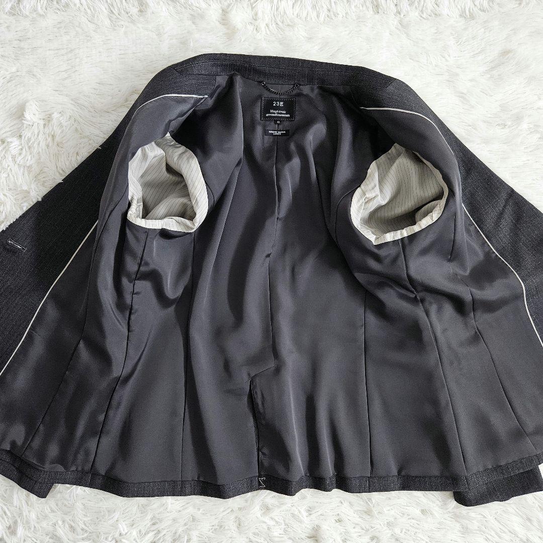 23区　パンツセットアップ　グレー　ストライプ　大きいサイズ