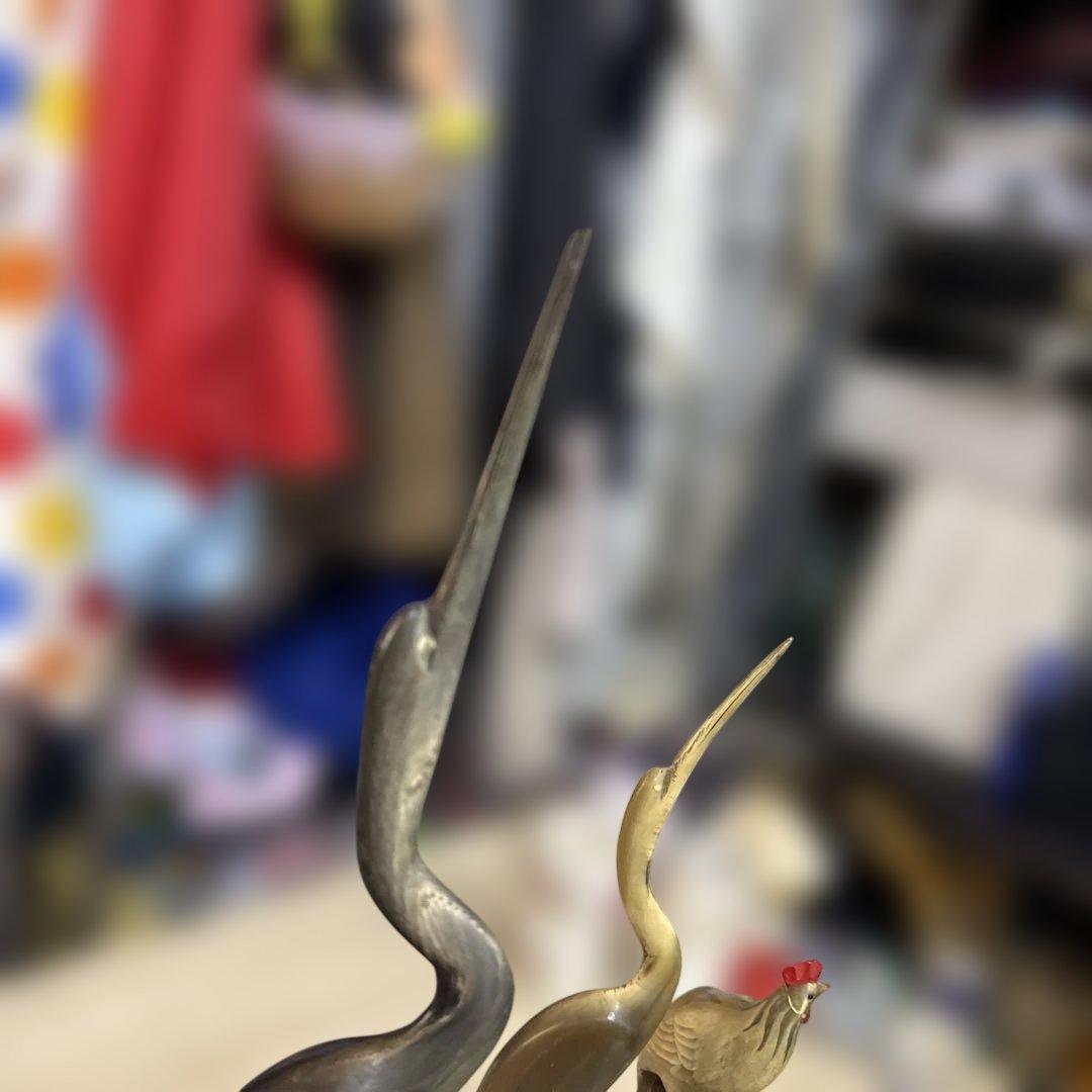 木製 鳥と魚の彫刻 置物７点セート