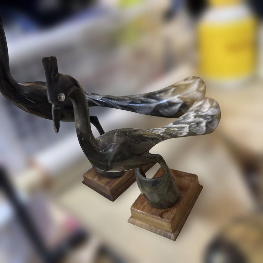 木製 鳥と魚の彫刻 置物７点セート