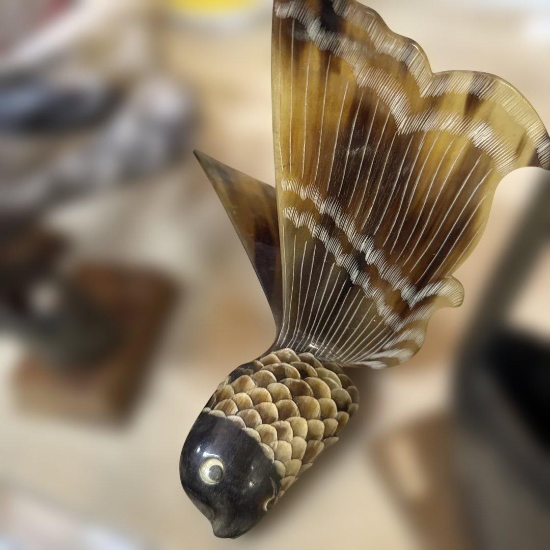 木製 鳥と魚の彫刻 置物７点セート