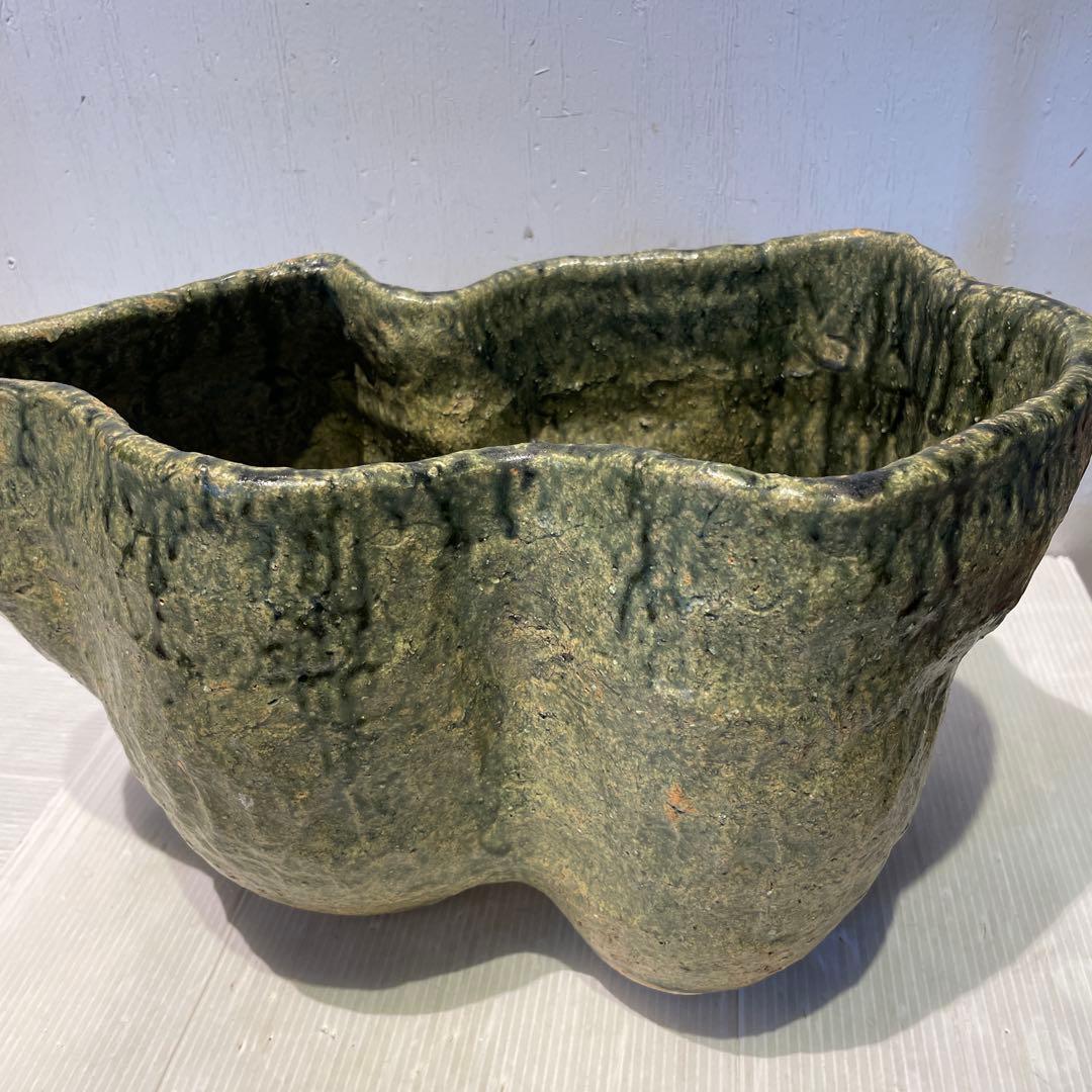 丸鉢　美濃焼？　花器　花瓶　盆栽鉢　水鉢　一点もの　焼物　工芸品