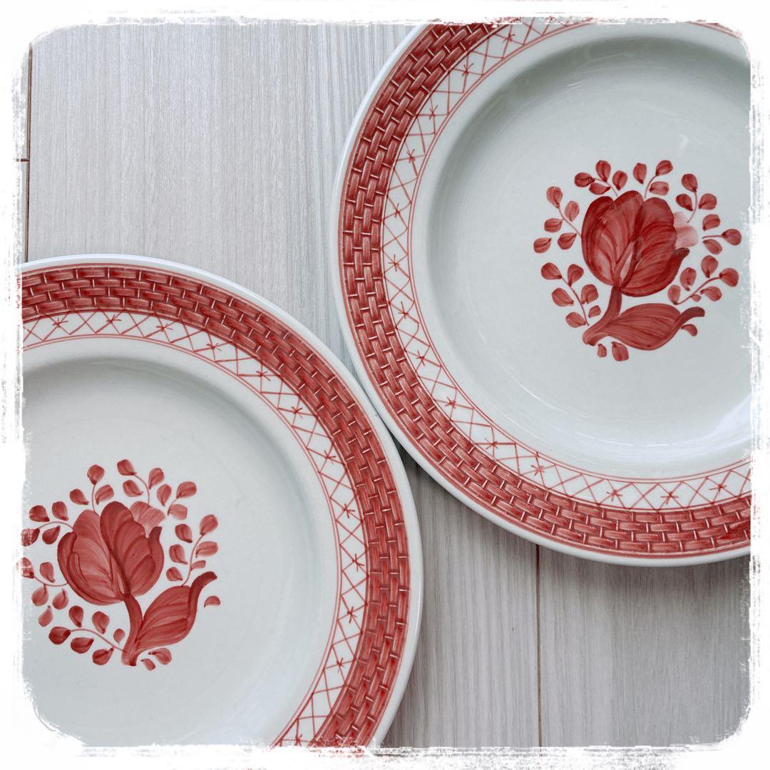 ロイヤルコペンハーゲン　ヴィンテージ　トランクエバー　赤　17cmプレート2枚組