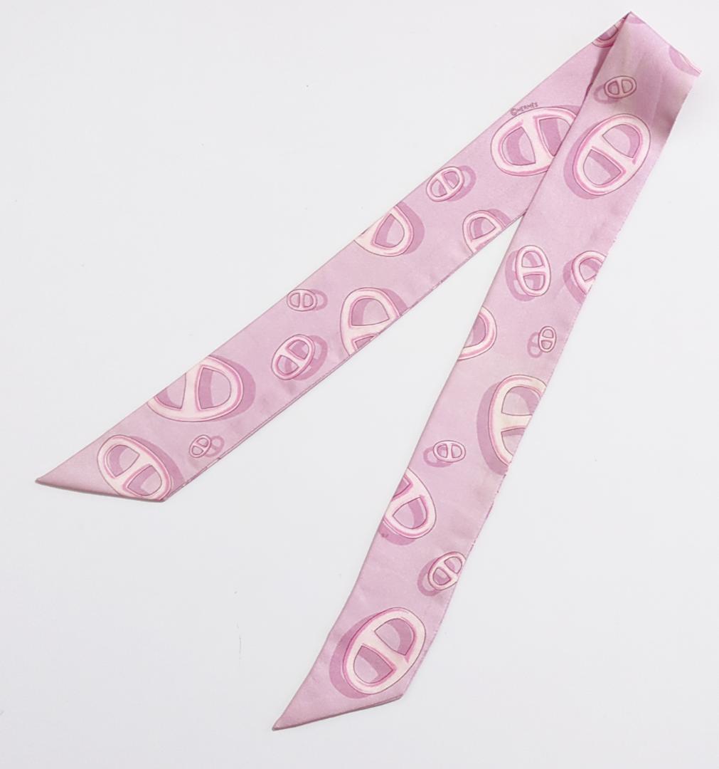 HERMES エルメス ツイリースカーフ シェーヌダンクル ピンク