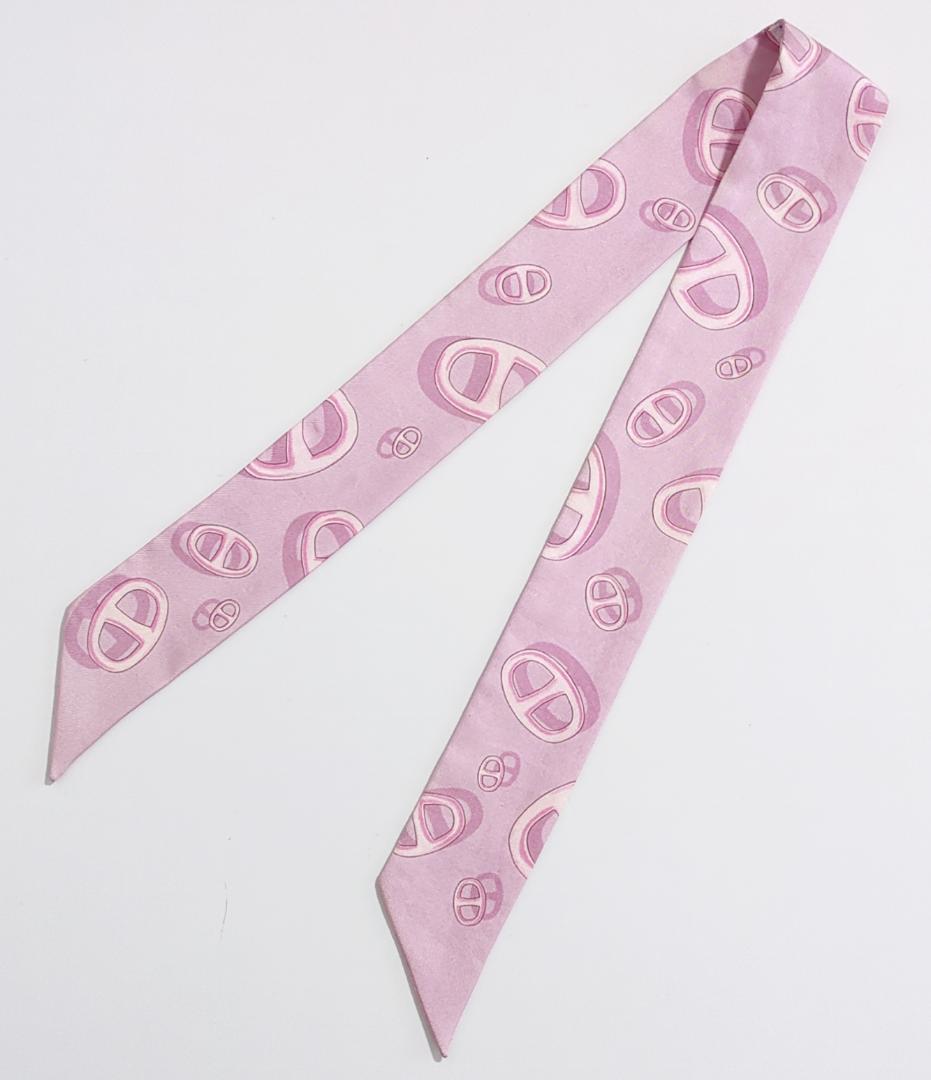 HERMES エルメス ツイリースカーフ シェーヌダンクル ピンク