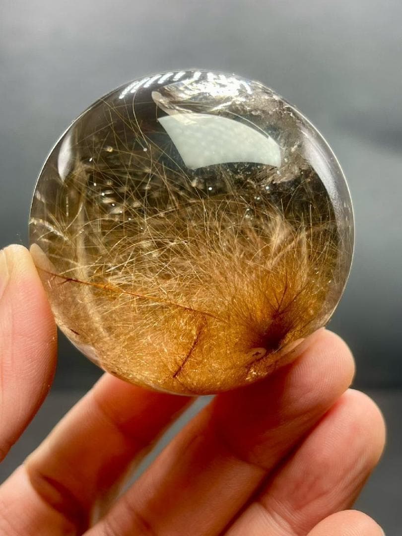 AAAA級天然ゴールドルチルクォーツ丸玉B0101/YS/95242/1680A