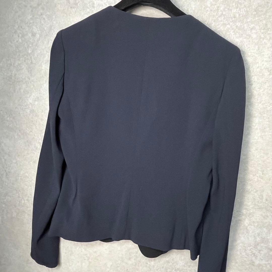 【美品】ベイジ セットアップノーカラー ジャケット CINDY シンディ　紺