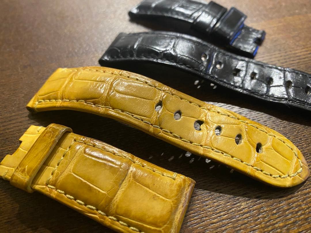 パネライ レザー 時計バンド ブラック、イエロー2本