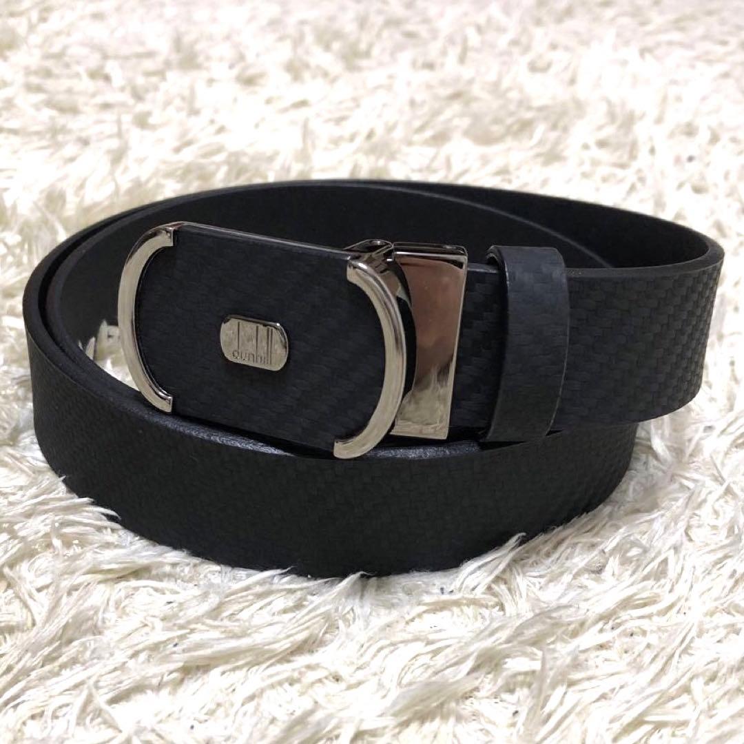 未使用✨ダンヒル　レザーベルト　ロゴ　ブラック