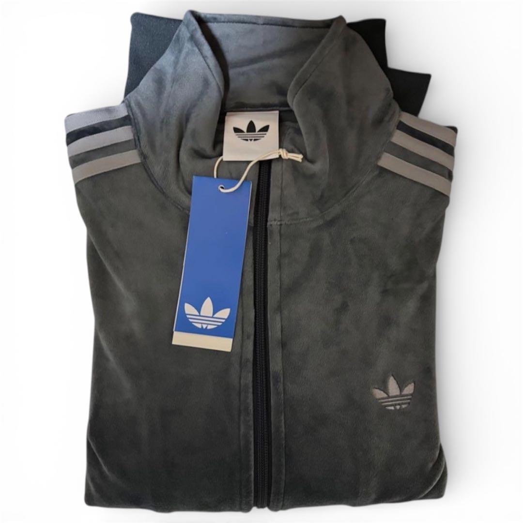 国内完売✨ アディダス トラックトップ ベロア ダークグレー XL