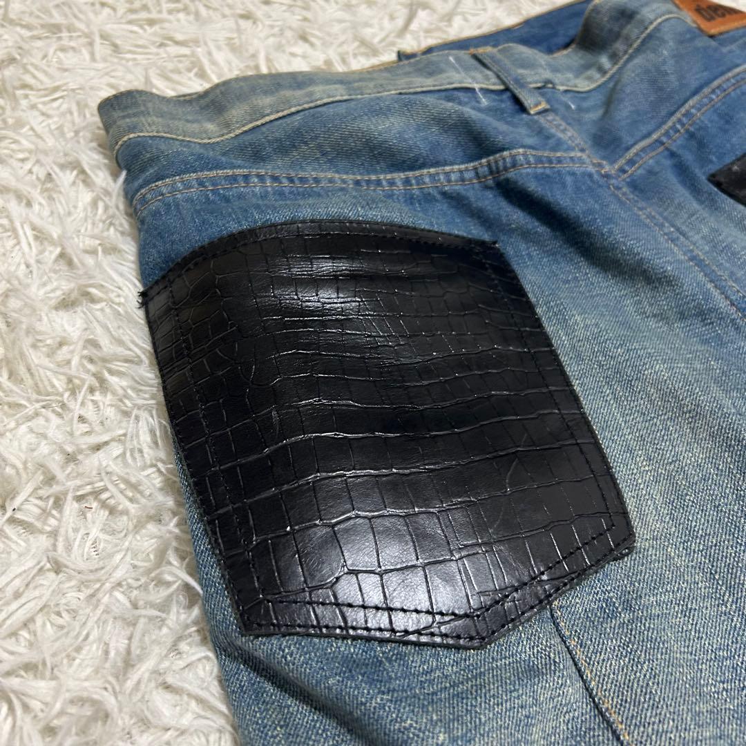 ジュンヤワタナベコムデギャルソン クロコ ドッキング デニムスカート チェック