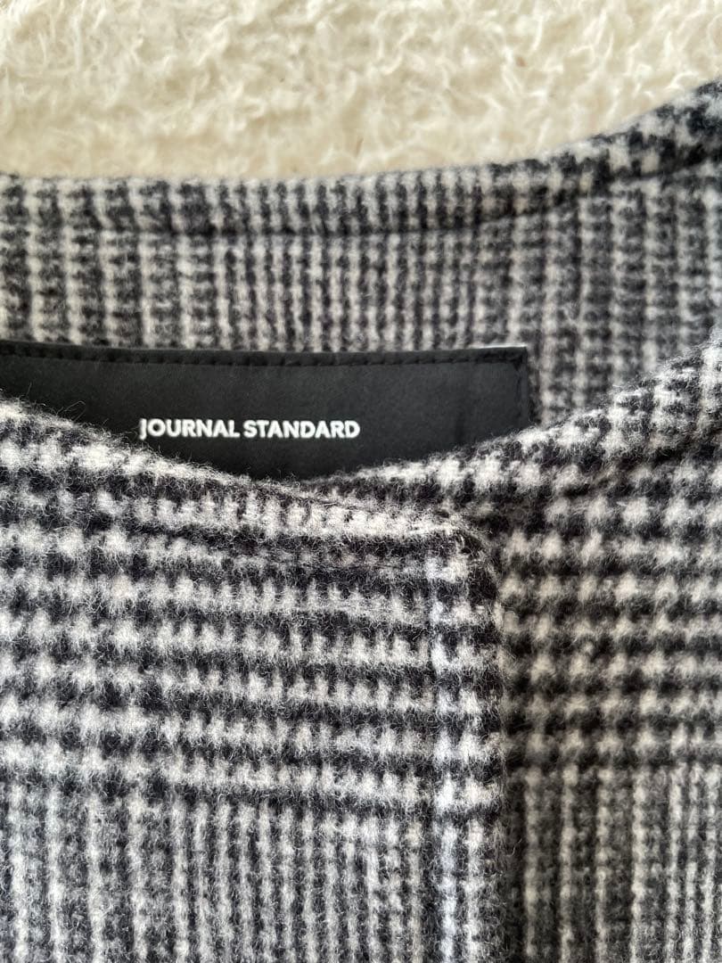極美品ジャーナルスタンダード ウール100 グレンチェック ノーカラー　36
