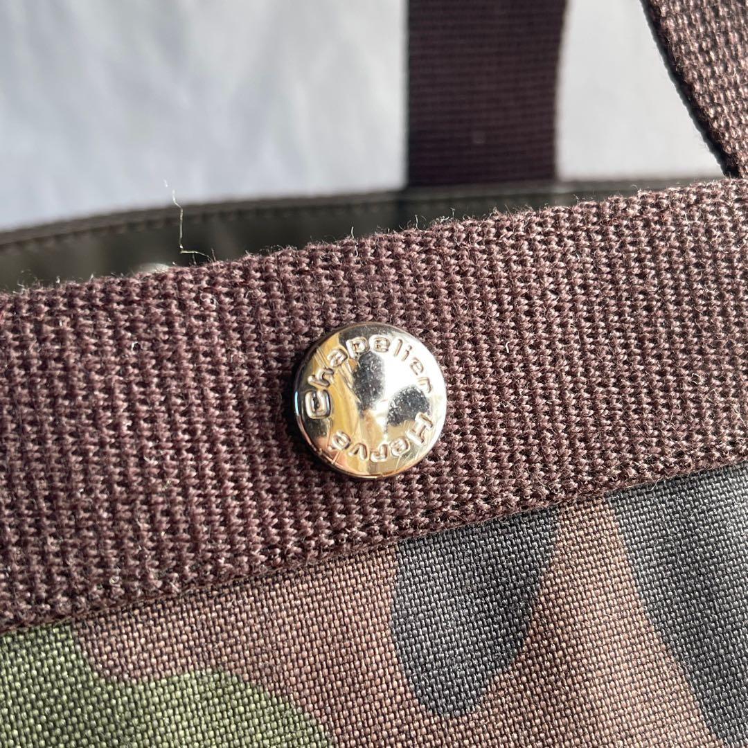 美品 エルベシャプリエ 725W カモフラ×モカ トートバッグ L 船形