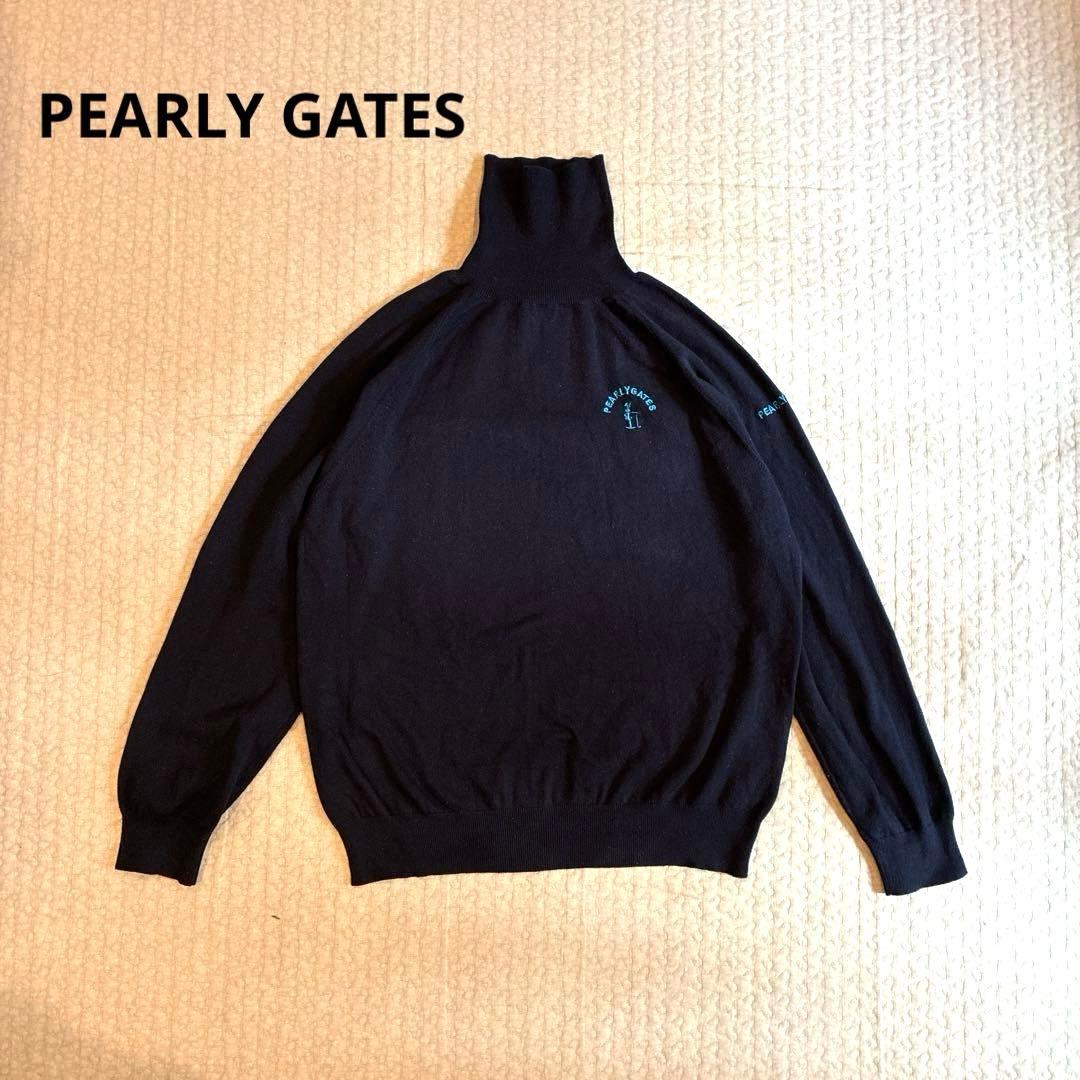 PEARLY GATES タートルネックセーター M ネイビー 4 ゴルフ