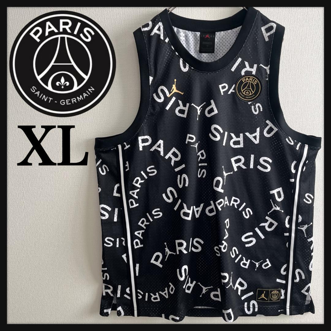 【極美品】ナイキ×パリサンジェルマン×ジョーダン/タンクトップ/総柄/XL/黒