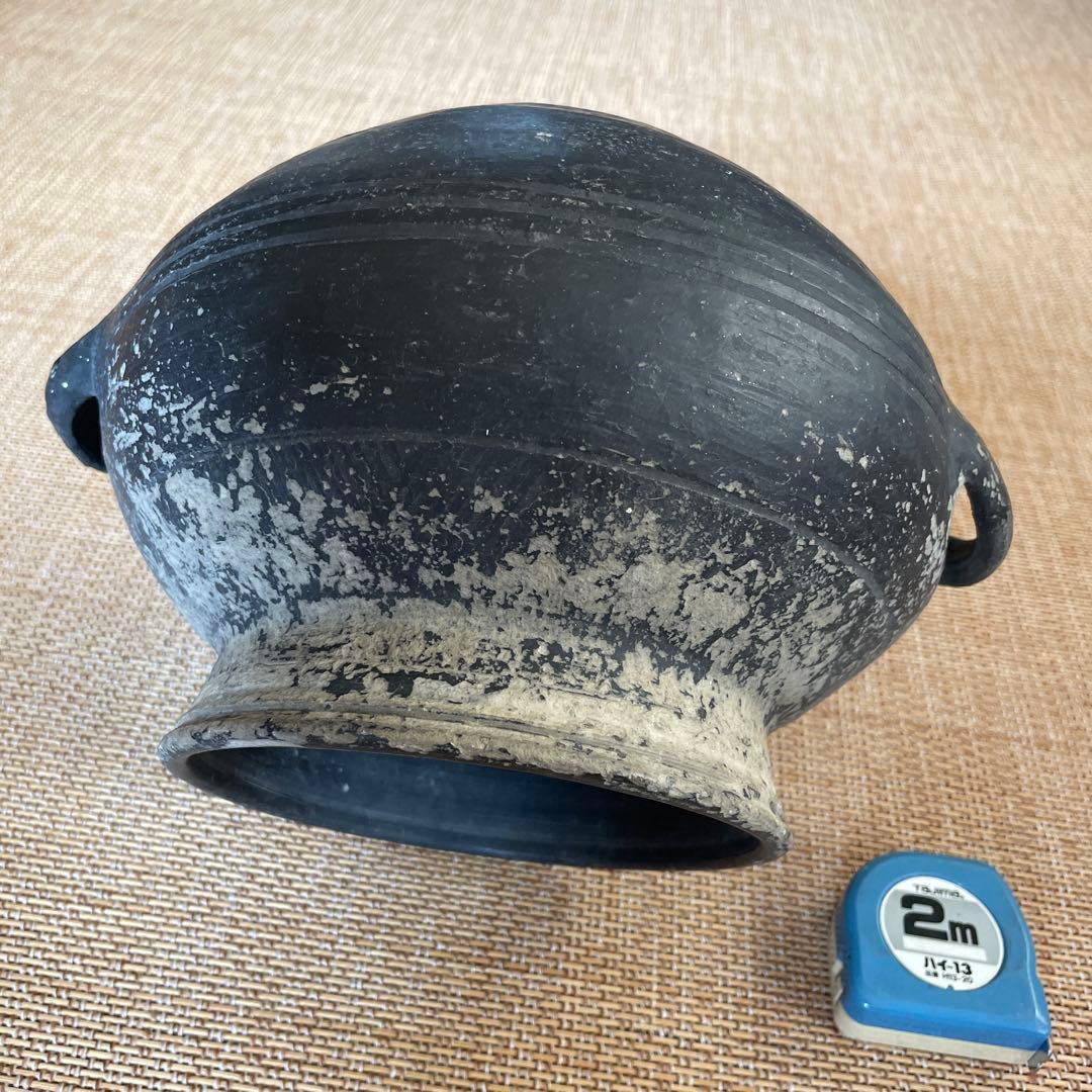 中国古美術　黒陶　壺　竜山文化　Chiping Black Pottery