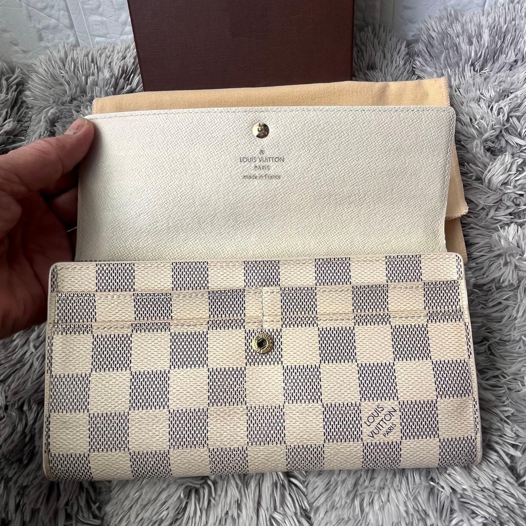 ルイヴィトン　ポルトフォイユサラ　ダミエアズール　ホワイト　長財布