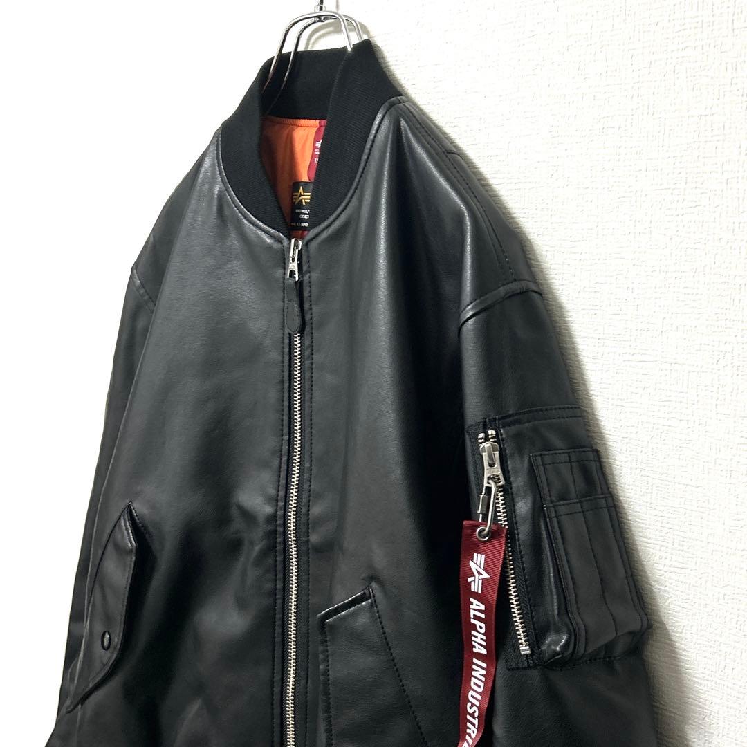 ALPHAアルファインダストリーズ　フェイクレザーMA-1　フライトジャケットM