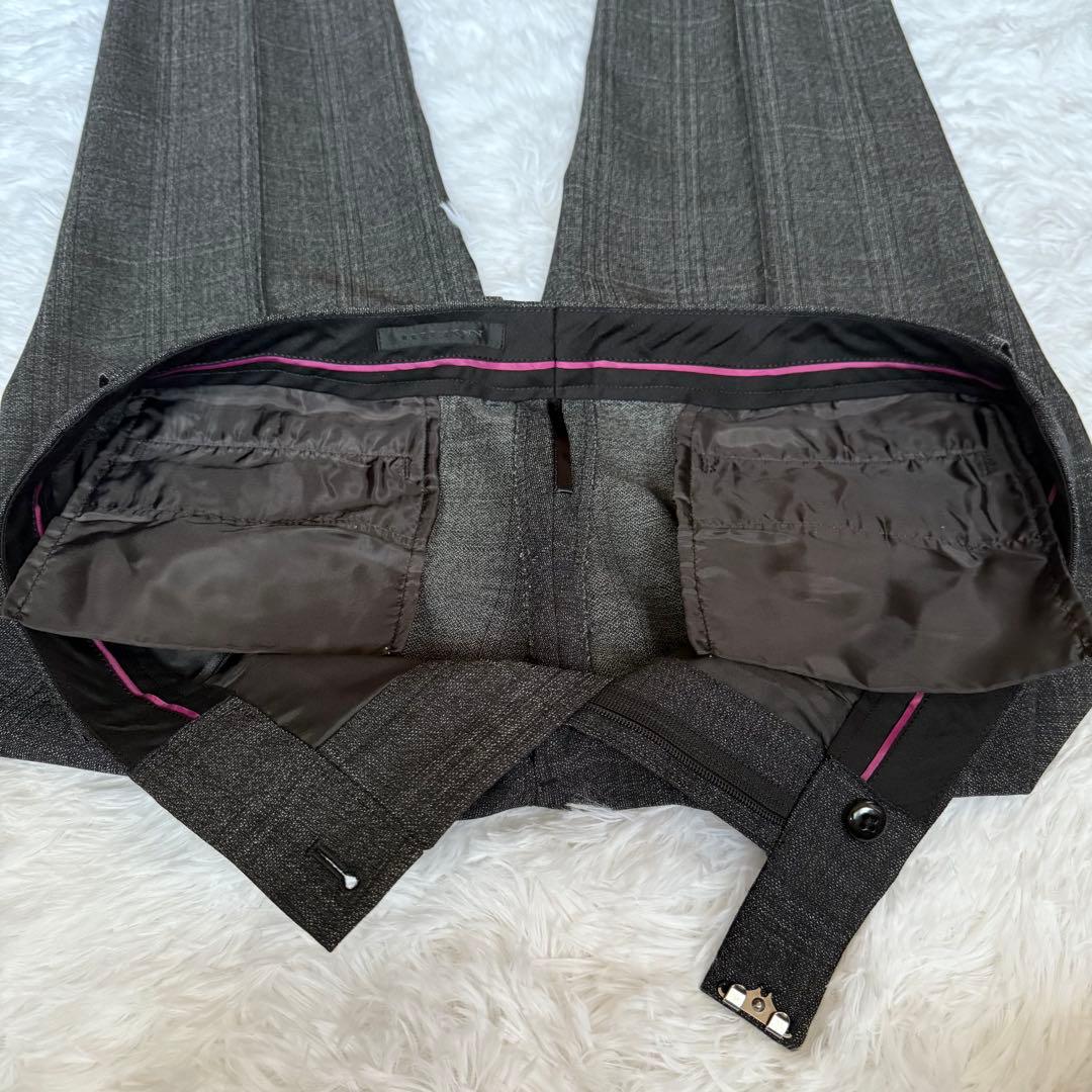 美品✨15号 HILTON セットアップ スーツ ダークグレーチェック洋服の青山