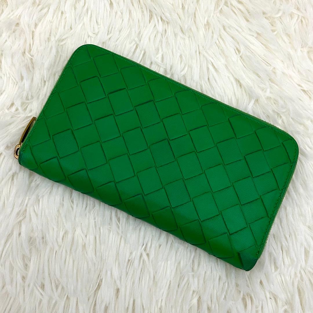 【美品】BOTTEGA VENETA イントレチャート ラウンドジップ 長財布