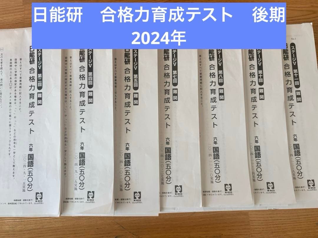 日能研　2024年　6年生　後期　 合格力育成テスト難関