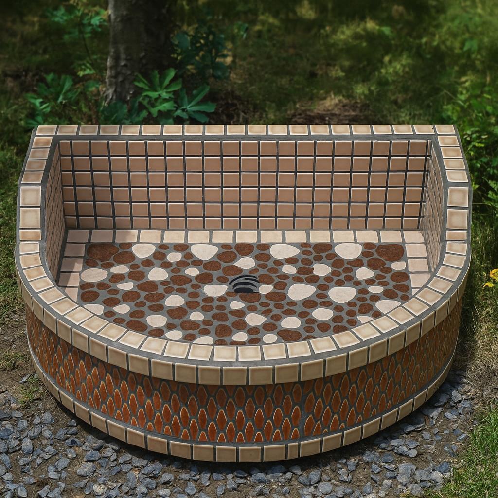 手造り　流し台　シンク　木陰