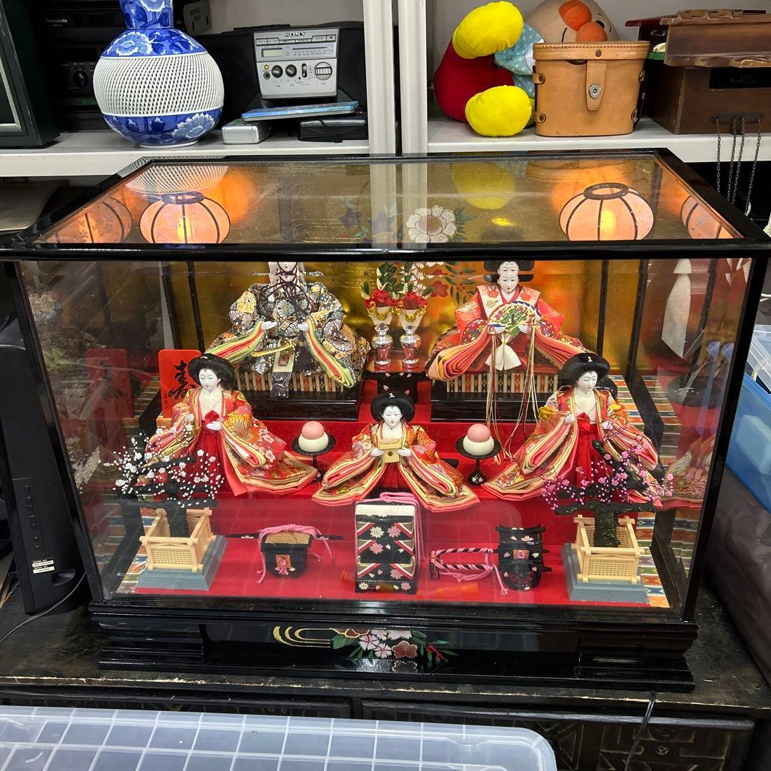 オルゴール　豪華ガラスケース入り　雛人形 ひな人形 五人飾り