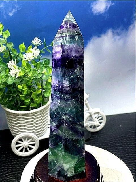 AAA級天然レインボーフローライト(蛍石) 六角柱B89F2/173F10A