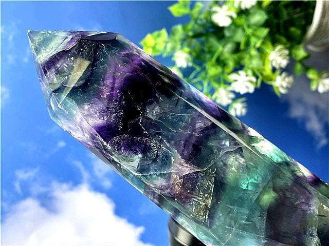 AAA級天然レインボーフローライト(蛍石) 六角柱B89F2/173F10A