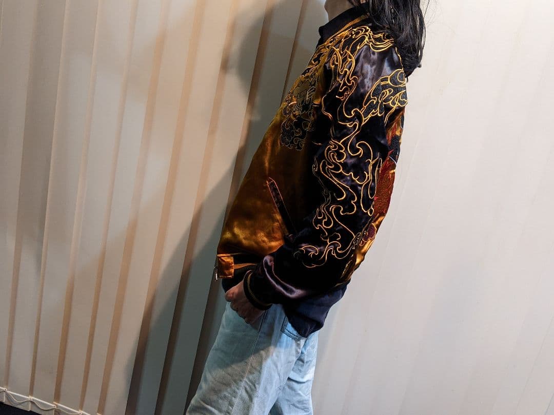 絡繰魂　ONE PIECE　スカジャン　リバーシブル　スーベニアジャケット　　黒