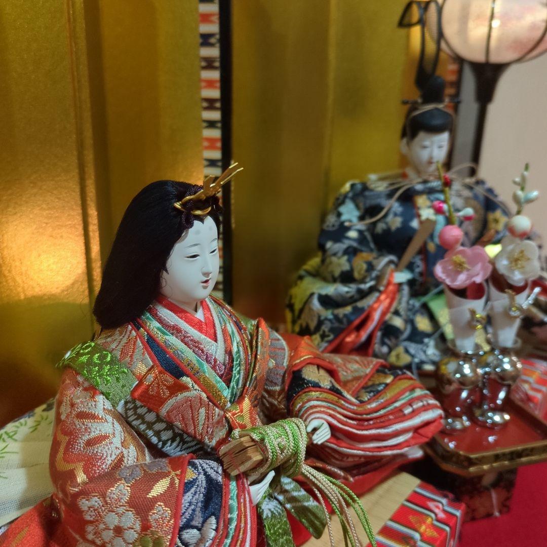 小出松寿　正絹古典親王飾　収納式 雛人形　コンパクト