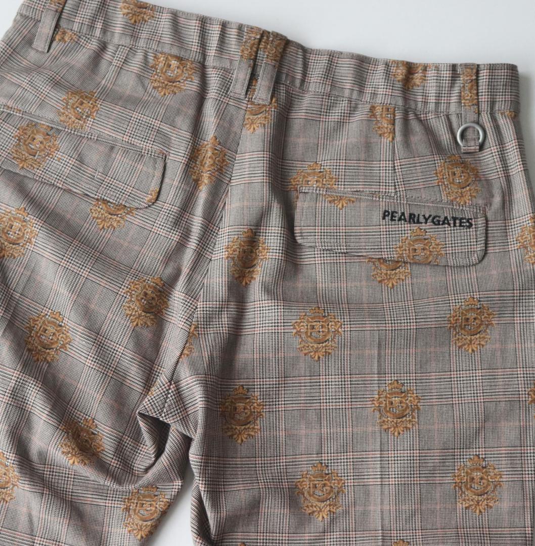 新品【パーリーゲイツ】ストレッチ エンブレムチェック柄 ロングパンツ 4(M)