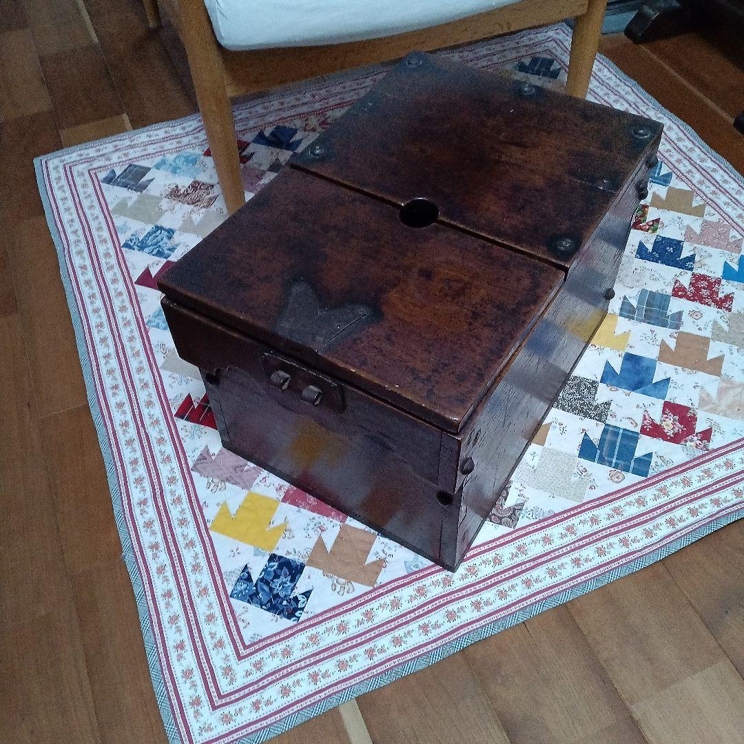 明治期☆銭箱☆無垢の総ケヤキ一枚板