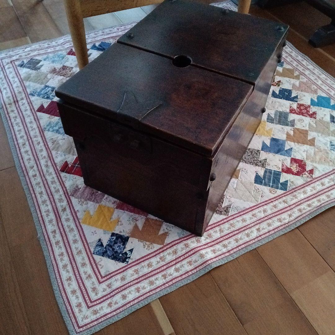 明治期☆銭箱☆無垢の総ケヤキ一枚板