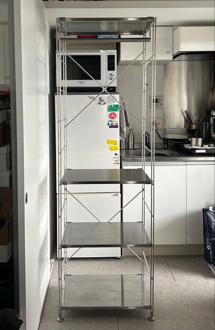 【むさこ様】 無印良品ステンレスユニットシェルフ　大　ワードローブバー付き