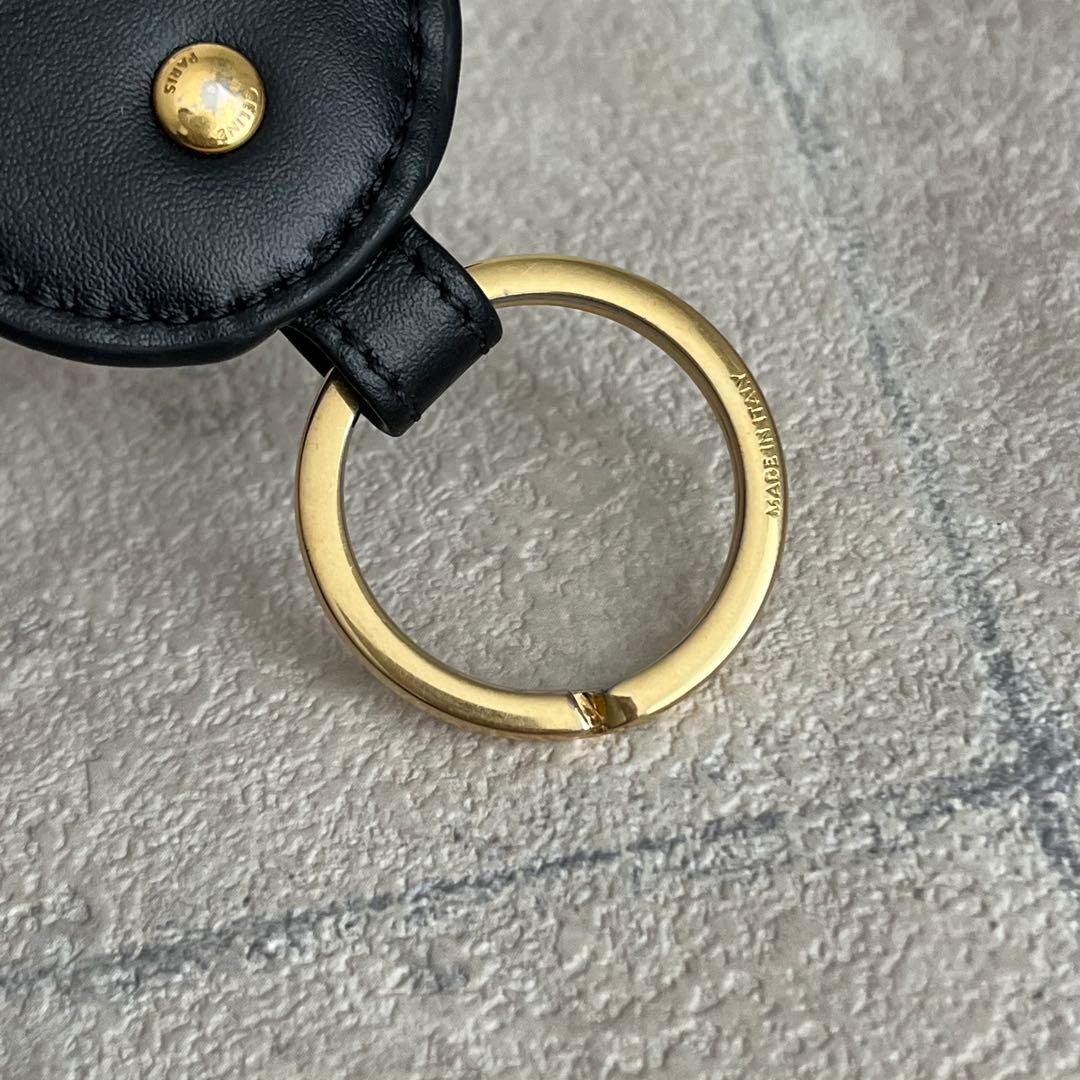 極美品✨CELINE トリオンフキャンバス キーリング ブラック レザー