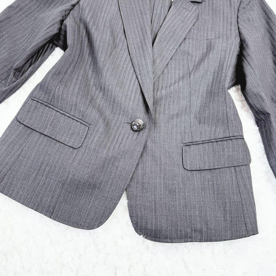 【シルク&ストレッチ】エヌライン セットアップ グレー ストライプ 大きいサイズ