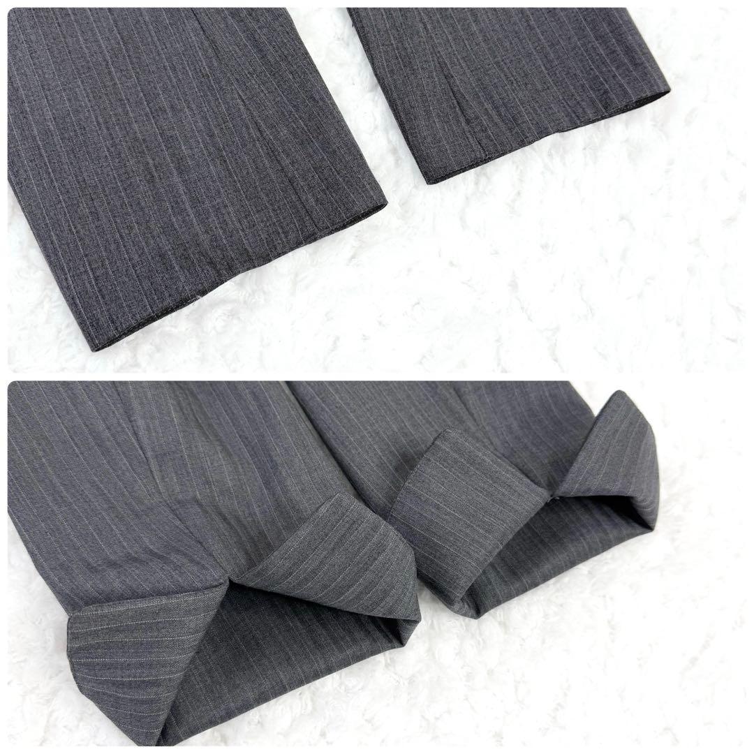 【シルク&ストレッチ】エヌライン セットアップ グレー ストライプ 大きいサイズ