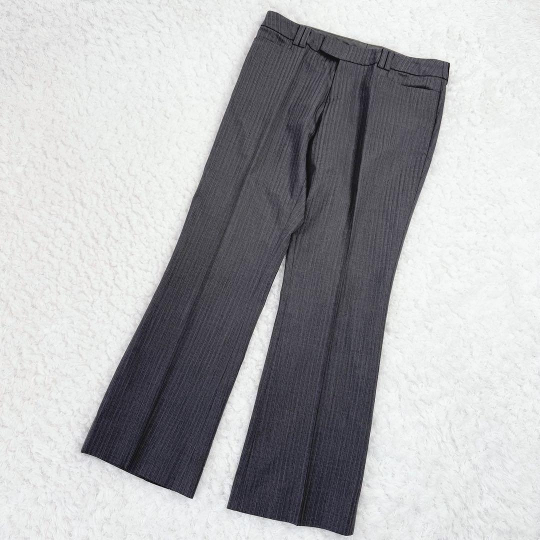 【シルク&ストレッチ】エヌライン セットアップ グレー ストライプ 大きいサイズ