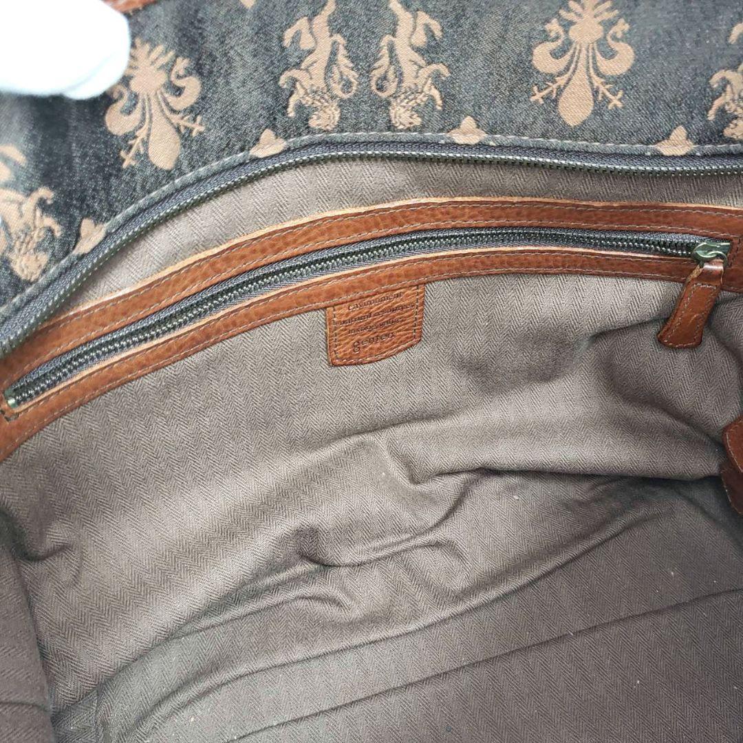 美品 genten ゲンテン ジャガード 総柄 刺繍 A4可 大容量トートバッグ