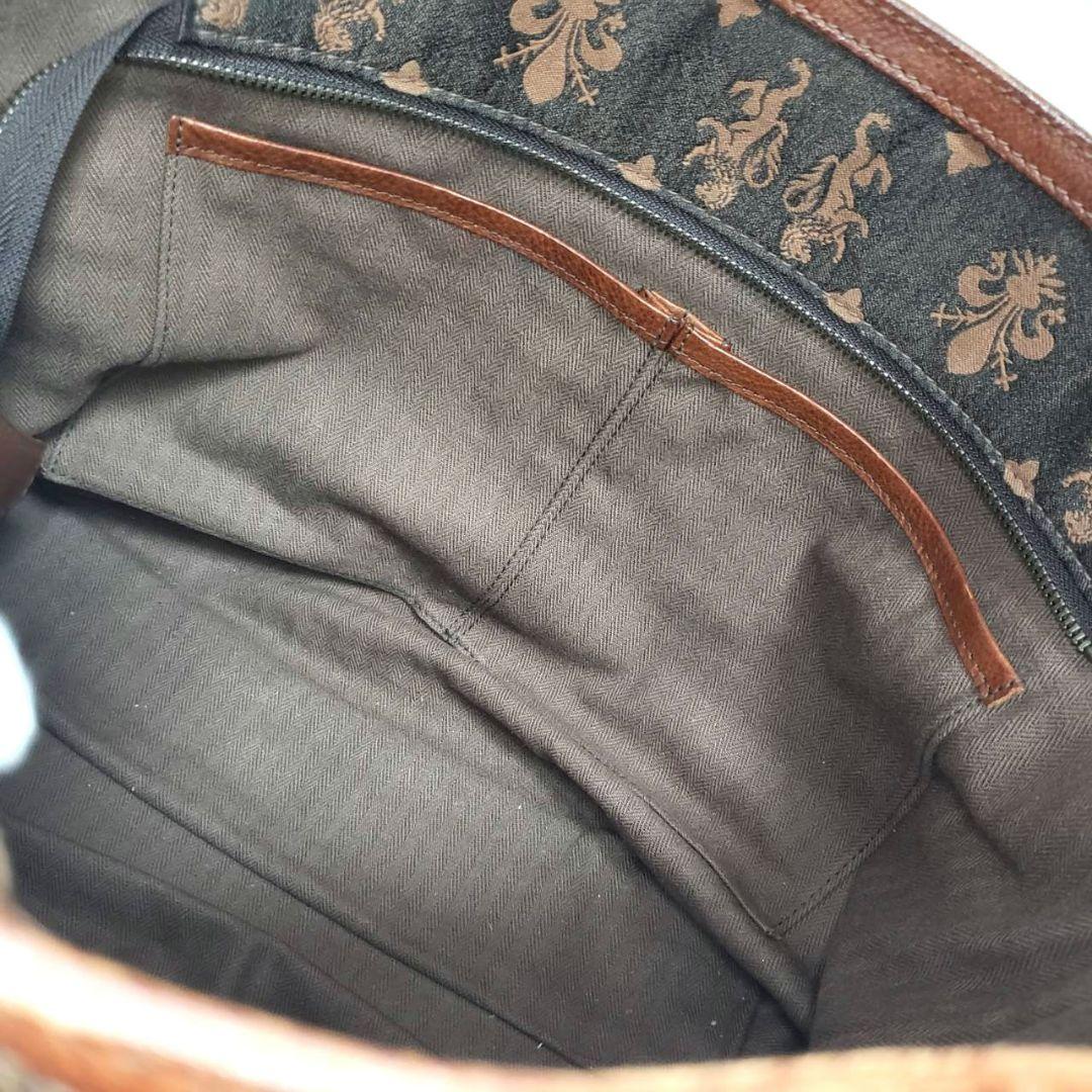 美品 genten ゲンテン ジャガード 総柄 刺繍 A4可 大容量トートバッグ