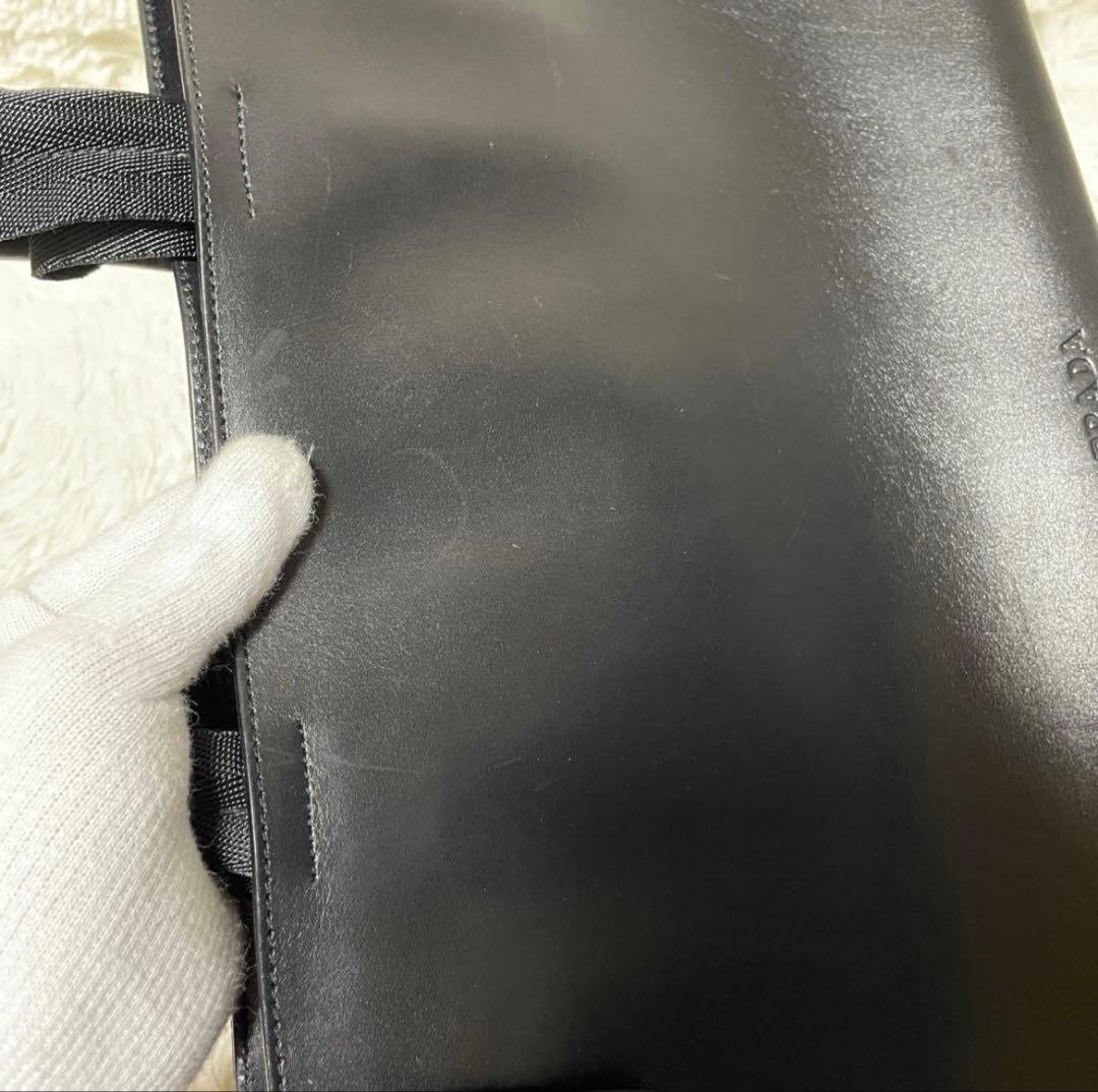 【良品】PRADA プラダ　トートバッグ　オールレザー　ブラック　黒　大容量