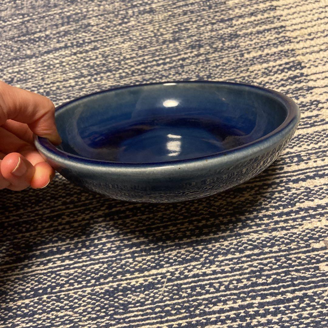 島根県出西窯　大皿・中皿　2枚セット　出西ブルー