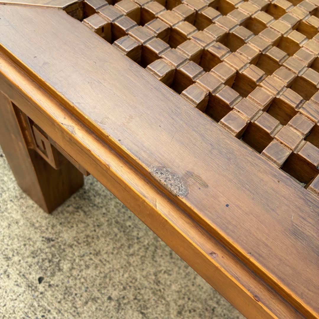 ローテーブル　ローチェア2脚セット　コーヒーテーブル　アンティーク　アジアン