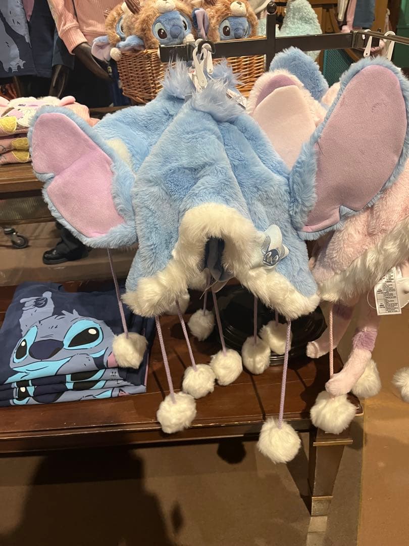 上海ディズニー限定　スティッチ エンジェル ファンキャップ 帽子 2点