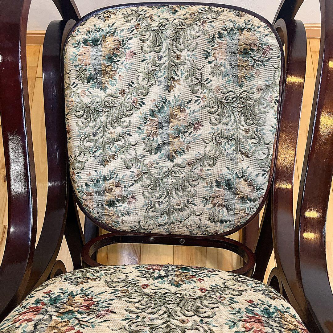 アンティーク ゴブラン織り ロッキングチェア 花柄 木製椅子 ビンテージ