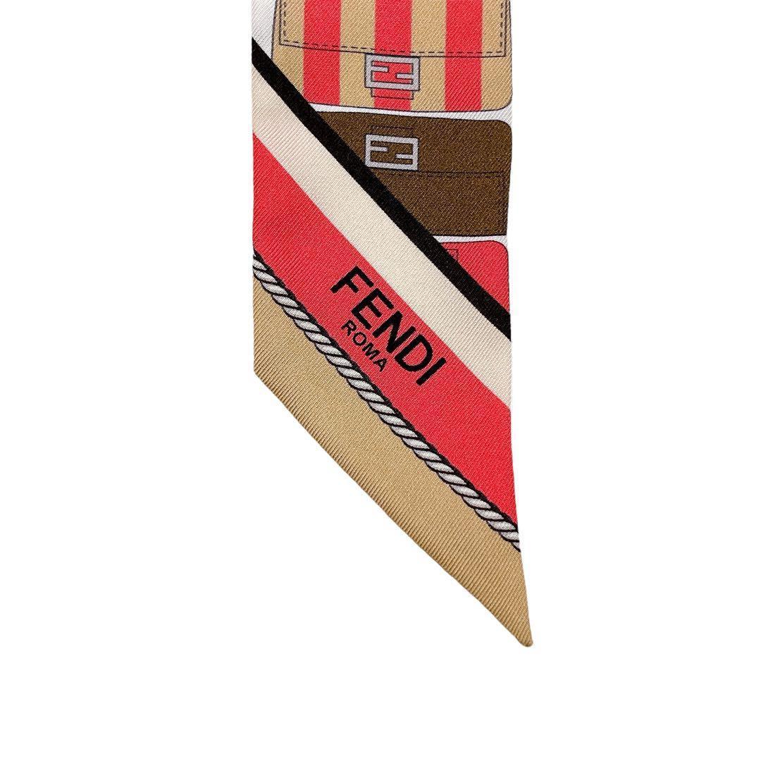 美品 フェンディ ラッピー スカーフ シルク バゲットバッグ ピンク レディース