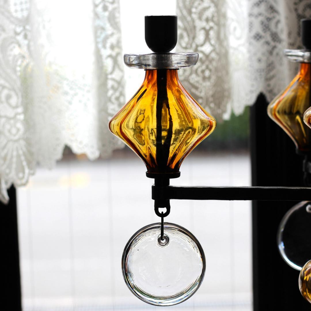 【貴重・美品】Erik Hoglund　エリックホグラン　アンバー シャンデリア