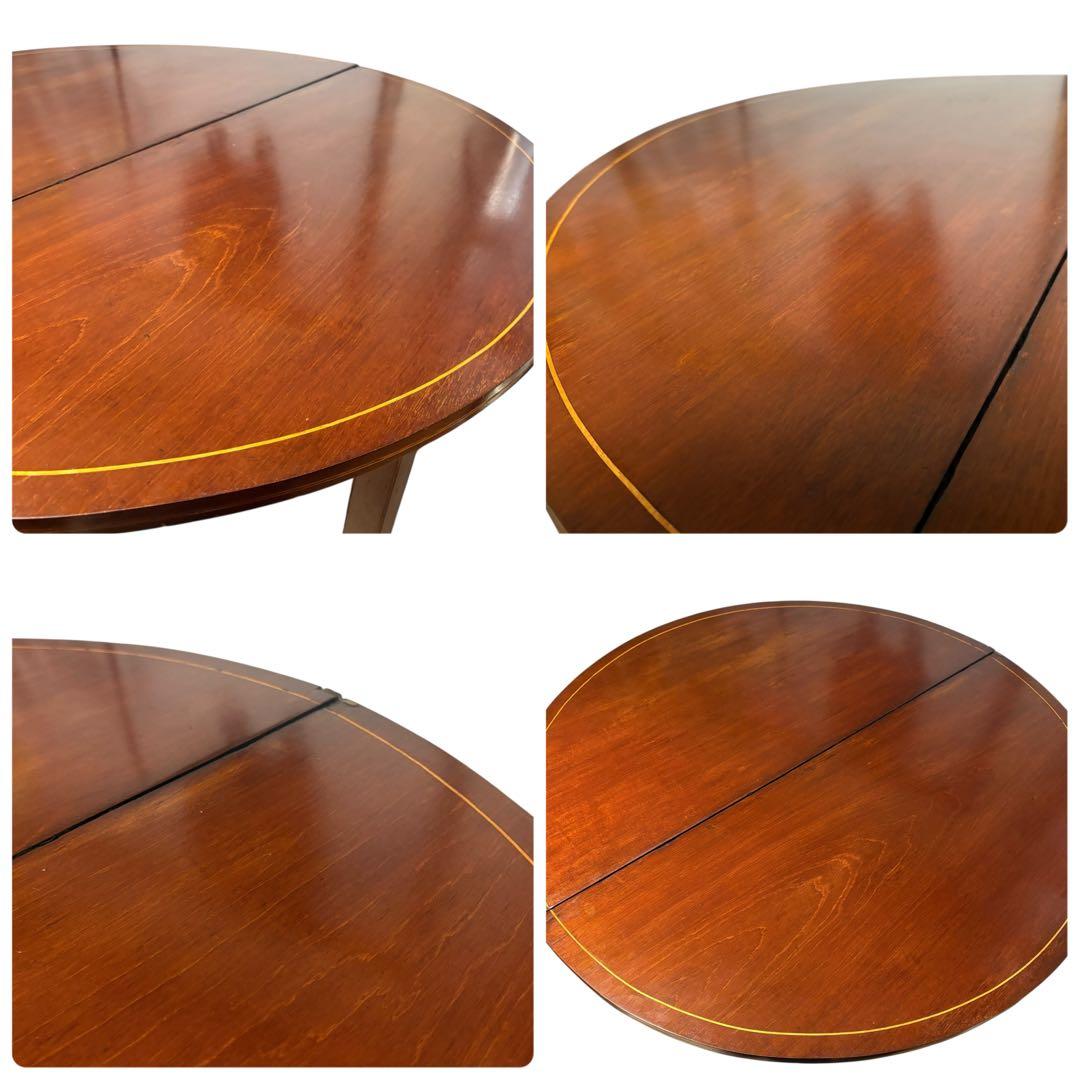 象嵌 ゲートレッグ コンソールテーブル 半円 折りたたみ 円形 アンティーク