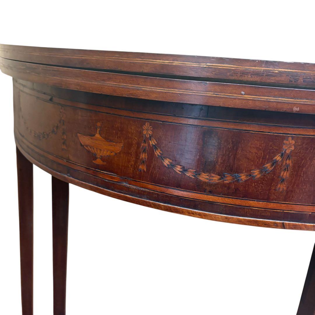 象嵌 ゲートレッグ コンソールテーブル 半円 折りたたみ 円形 アンティーク