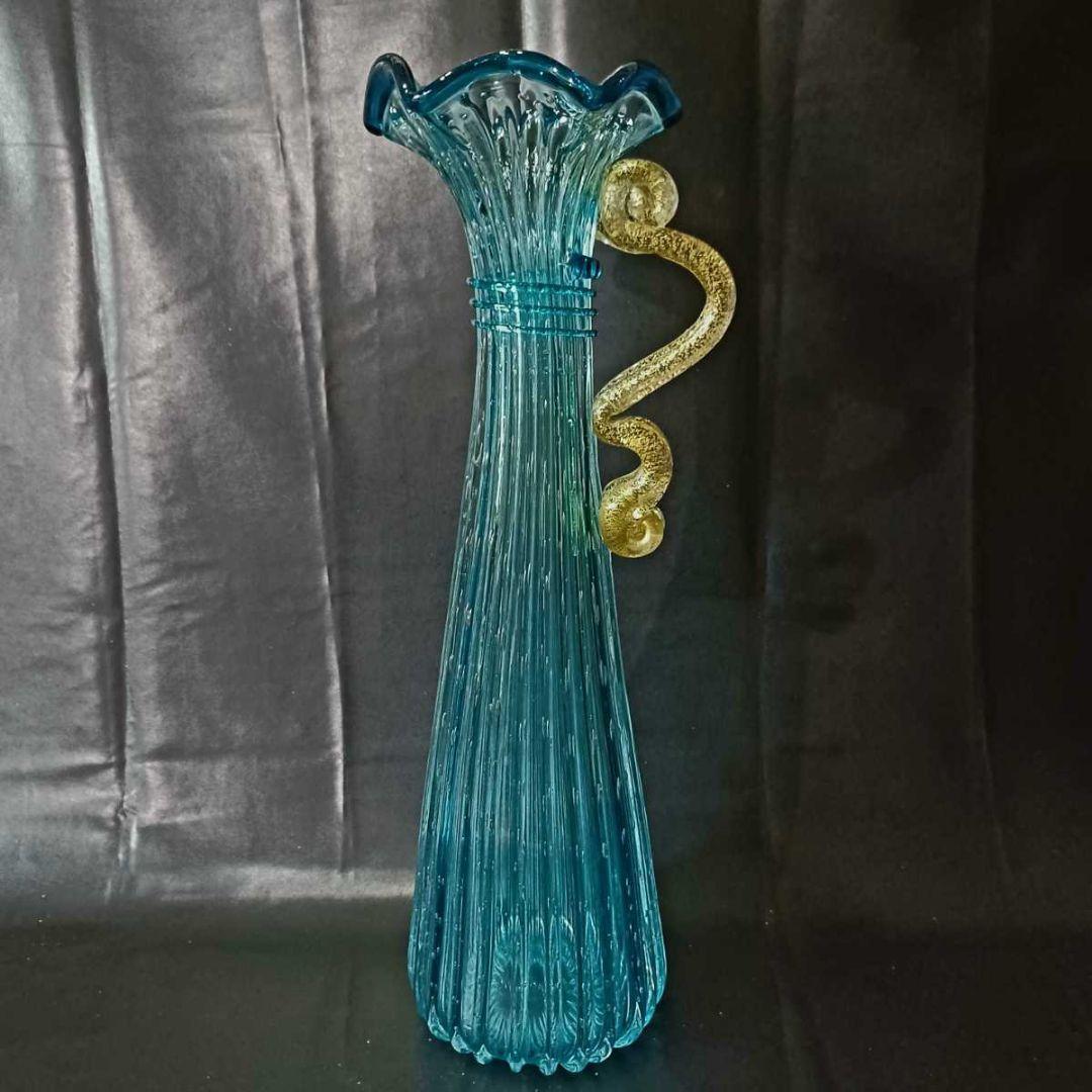 MURANO ムラノ 金彩 コバルトブルー 花器